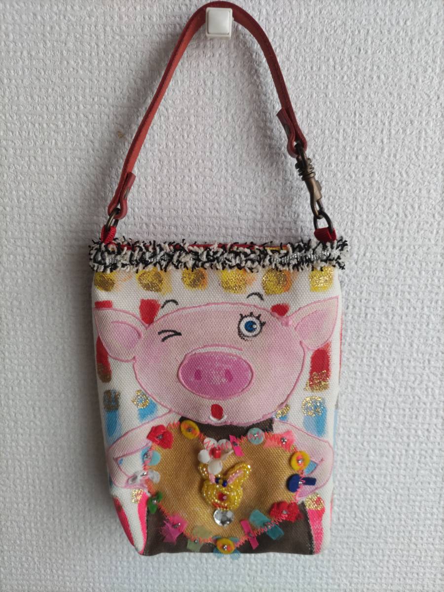 レディース 【美品】アルベロベロ ぶたさんフラワーミシン刺繍 キルト 