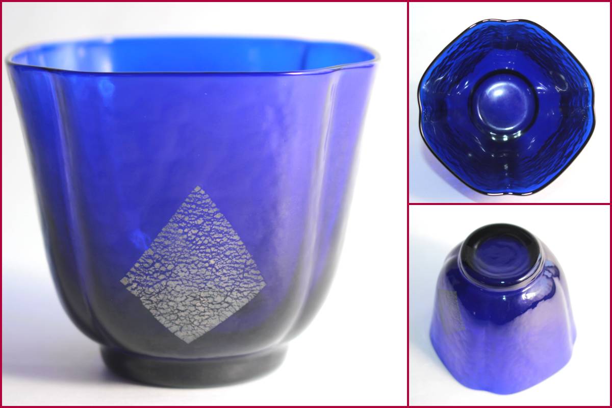 カメイガラス】長崎硝子シリーズ『銀彩角隅入・向付5客揃』《美品 
