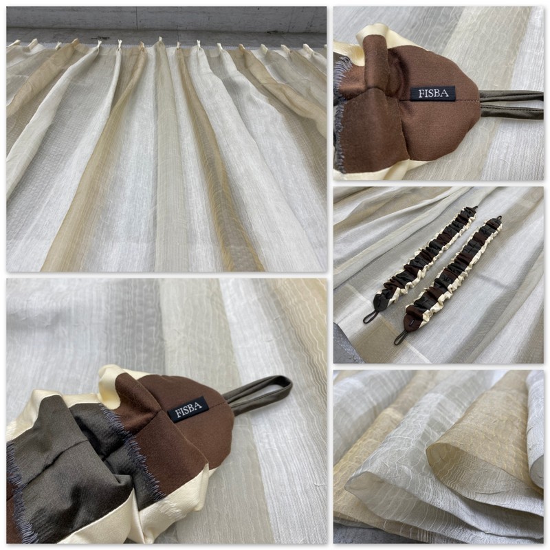 T9764☆展示美品☆フィスバ☆FISBA縫製☆高級オーダーカーテン☆レース