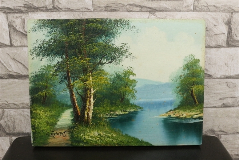 油絵　肉筆 「湖畔」自然画　サインあり 作者不明 油絵 肉筆 「湖畔」自然画 サインあり 作者不明｜Yahoo!フリマ（旧