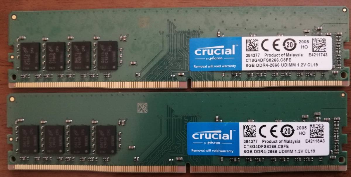 Crucial DDR4-2666 | 8GB デスクトップ用メモリ 8GB×2枚 メモリ DDR4 2枚
