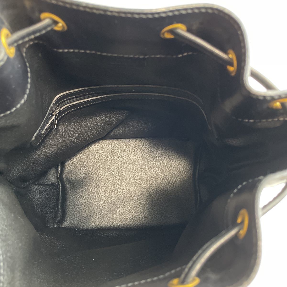 1円 希少 CELINE オールドセリーヌ ブラックマカダム 巾着ショルダー 