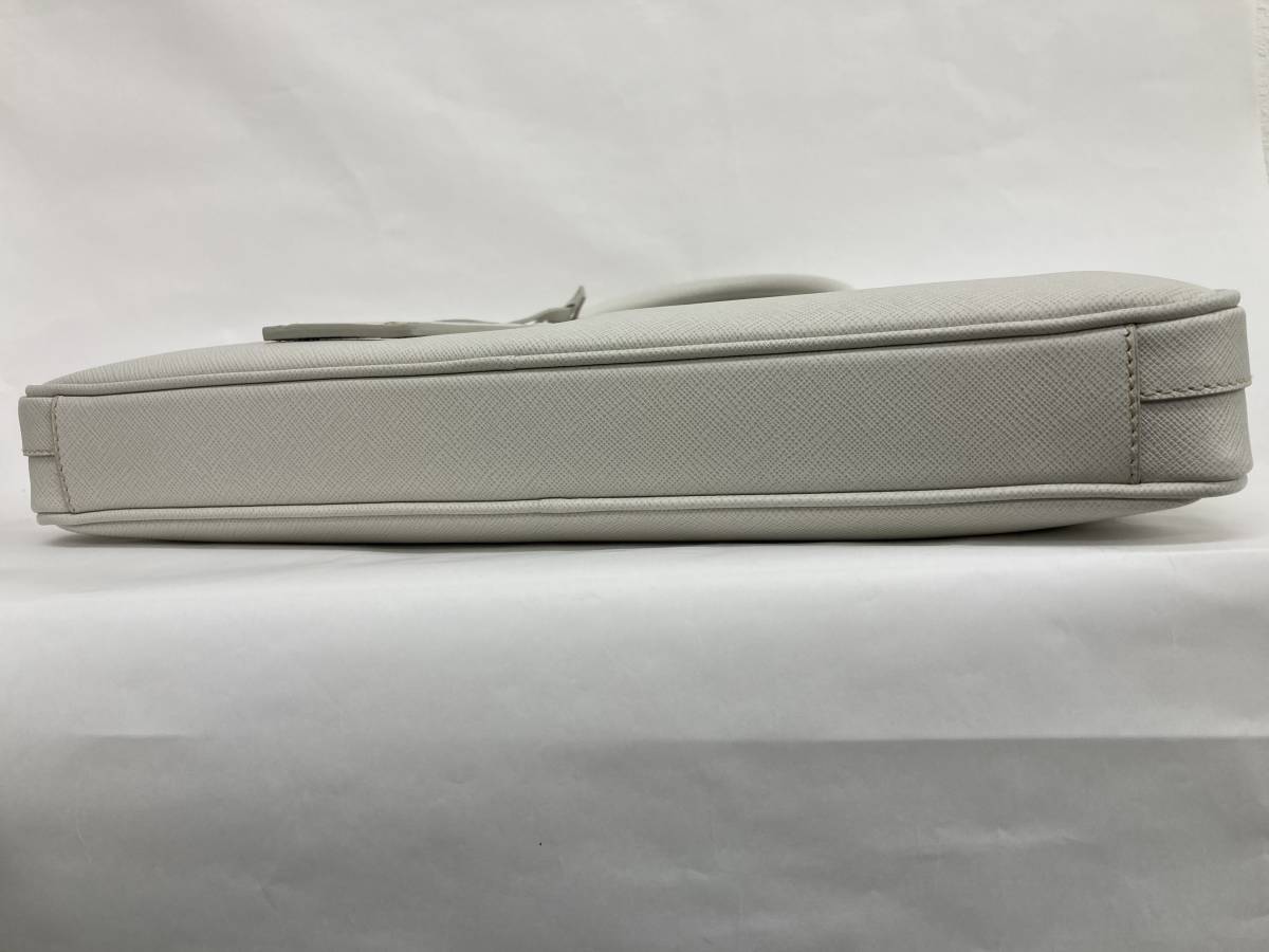 □未使用□ PRADAプラダ サフィアーノレザーブリーフケース 白 2VE368 
