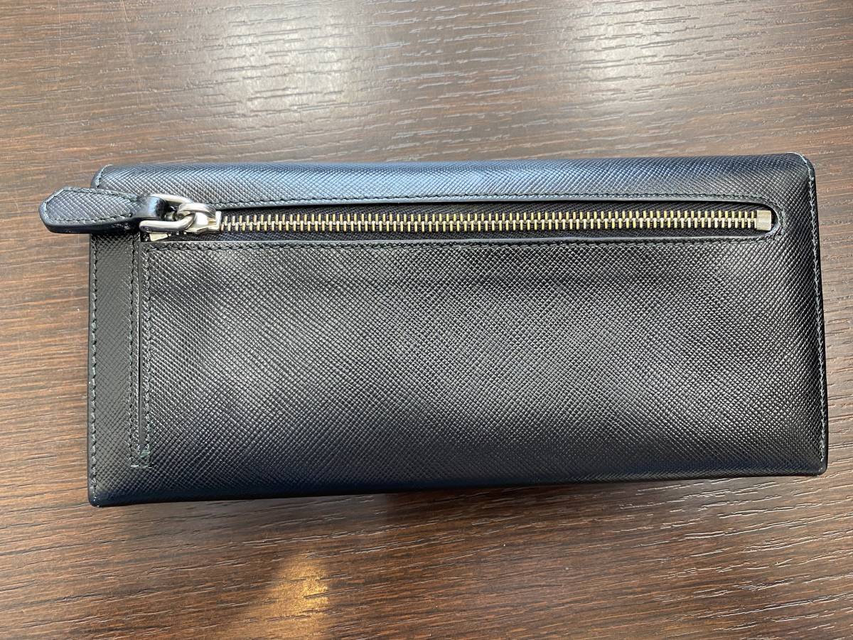 レディース 美品 PRADA プラダ 長財布 サフィアーノ 三角ロゴ デカロゴ