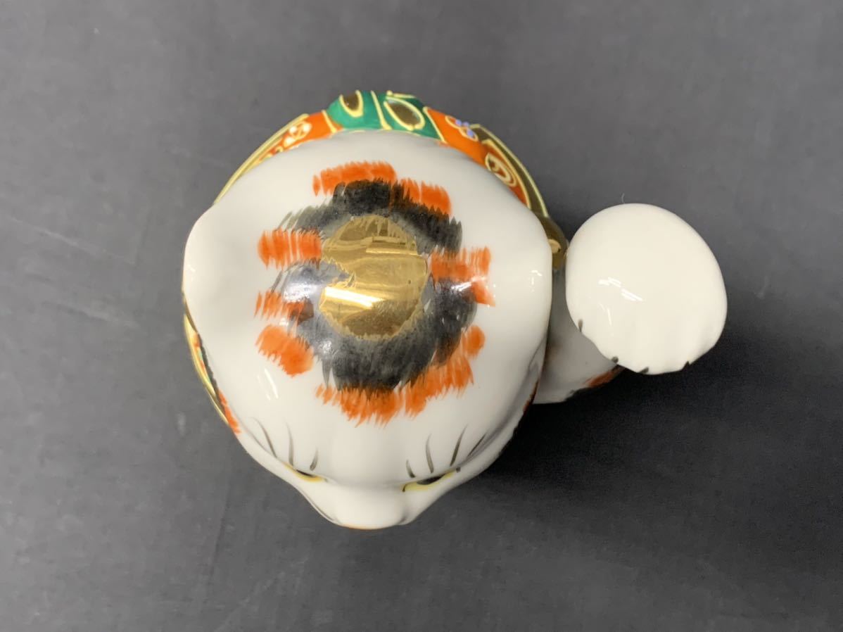 Y□ 九谷焼 招き猫 高さ18.8㎝ 陶器 金彩 左手 色絵 縁起物 商売繁盛