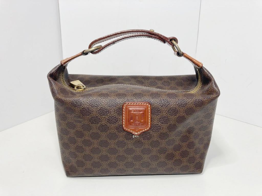 驚きの破格値，新品 CELINE セリーヌ マカダム ミニ ハンドバッグ PVC レザー ブラウン ハンドポーチ バニティ(ハンドバッグ)｜売買されたオークション情報、yahooの商品情報をアーカイブ公開 - オークファン かばん、バッグ