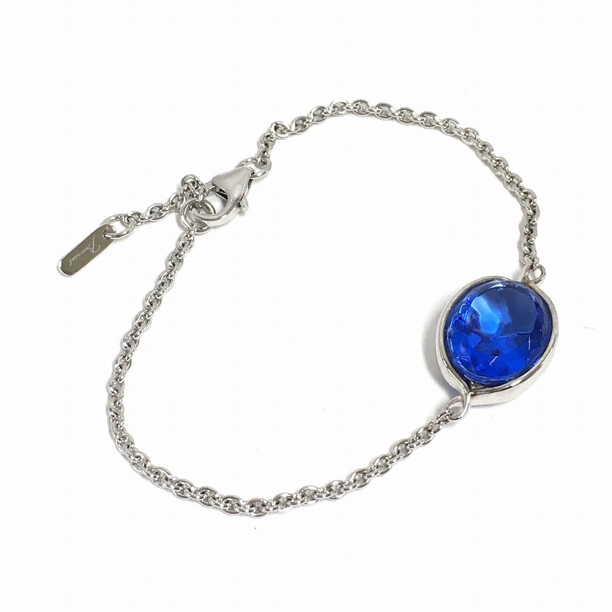 中古】Baccarat クロワゼ レ ドワ ブレスレット SV ブルー クリスタル 