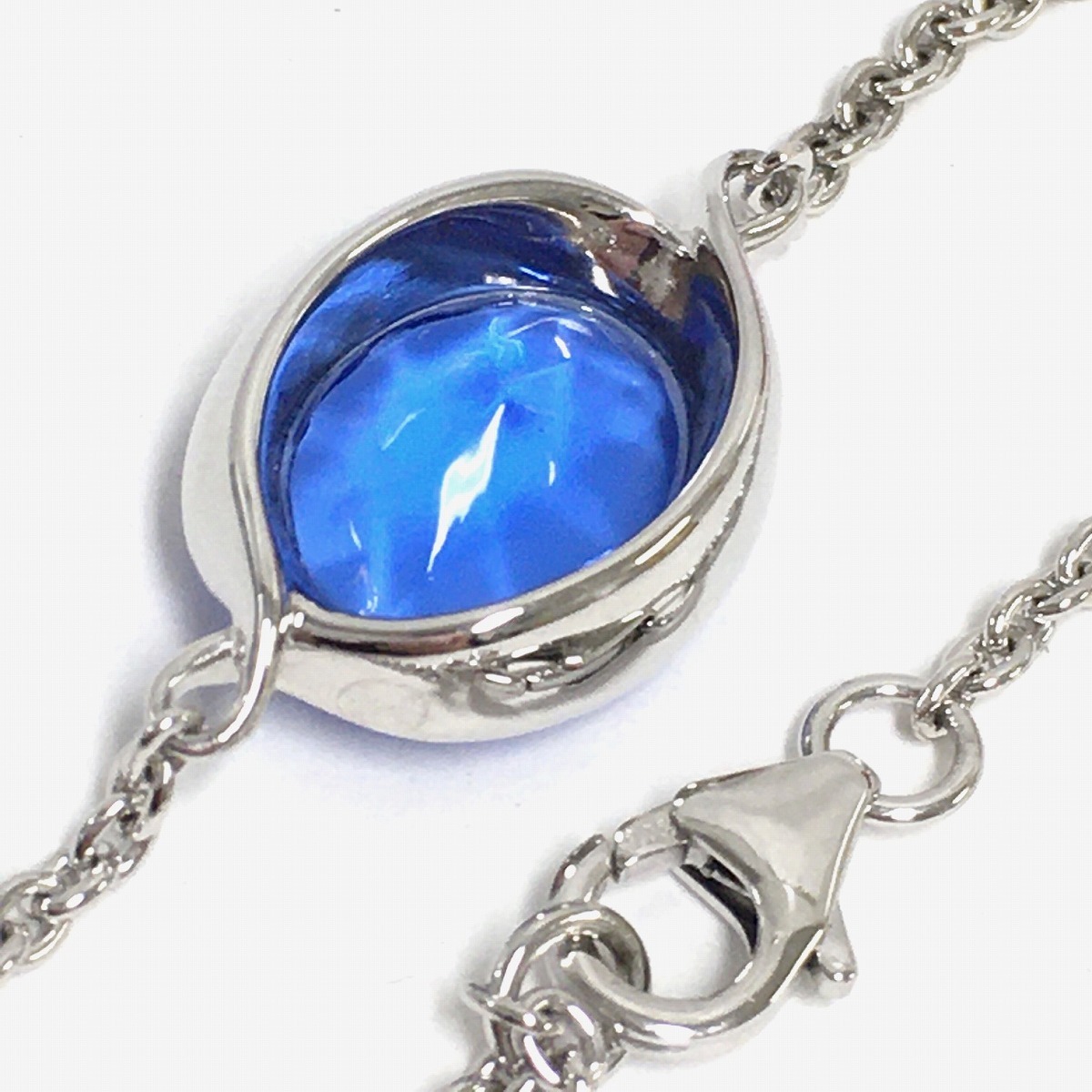 中古】Baccarat クロワゼ レ ドワ ブレスレット SV ブルー クリスタル 