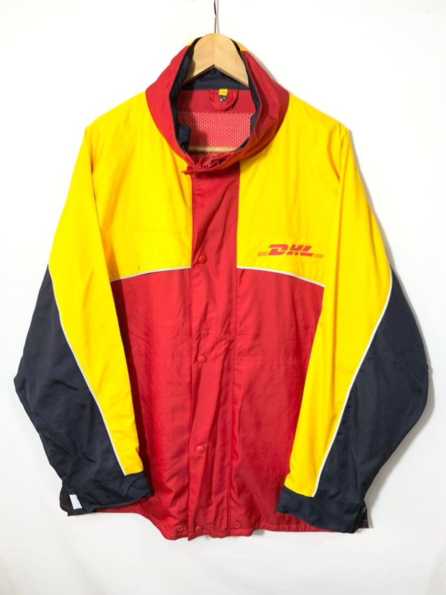  企業物 DHL DESIGN リフレクター フード付き 切り替えし ジップアップ ナイロン ジャケット 古着 アメカジ レッド イエロー ブラック(Lサイズ)｜売買されたオークション情報、yahooの商品情報を ジャンパー、ブルゾン一般