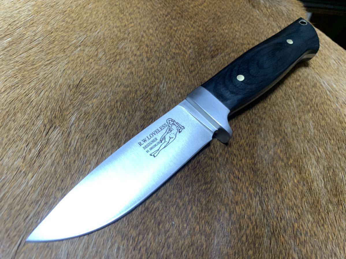 ラブレス ナイフ レプリカ 黒系 / キャンプ アウトドア ブッシュクラフト 登山 猪狩り 鹿狩り BBQ 1円スタート bushman