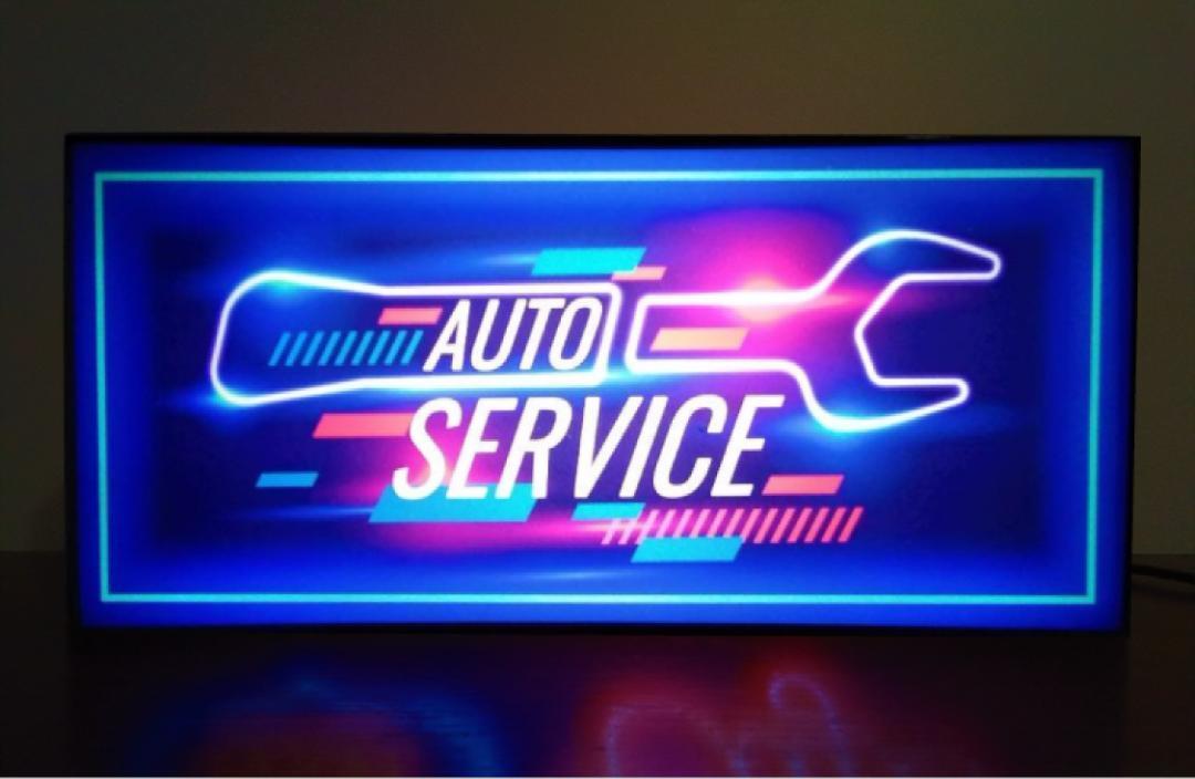定番，正規品 オート サービス カーショップ ガレージ リペア アメリカン 車 メカニック カウンター テーブル サイン 看板 置物 雑貨 LED2wayライトBOX(自動車関連グッズ)｜売買されたオークション情報、yahoo その他