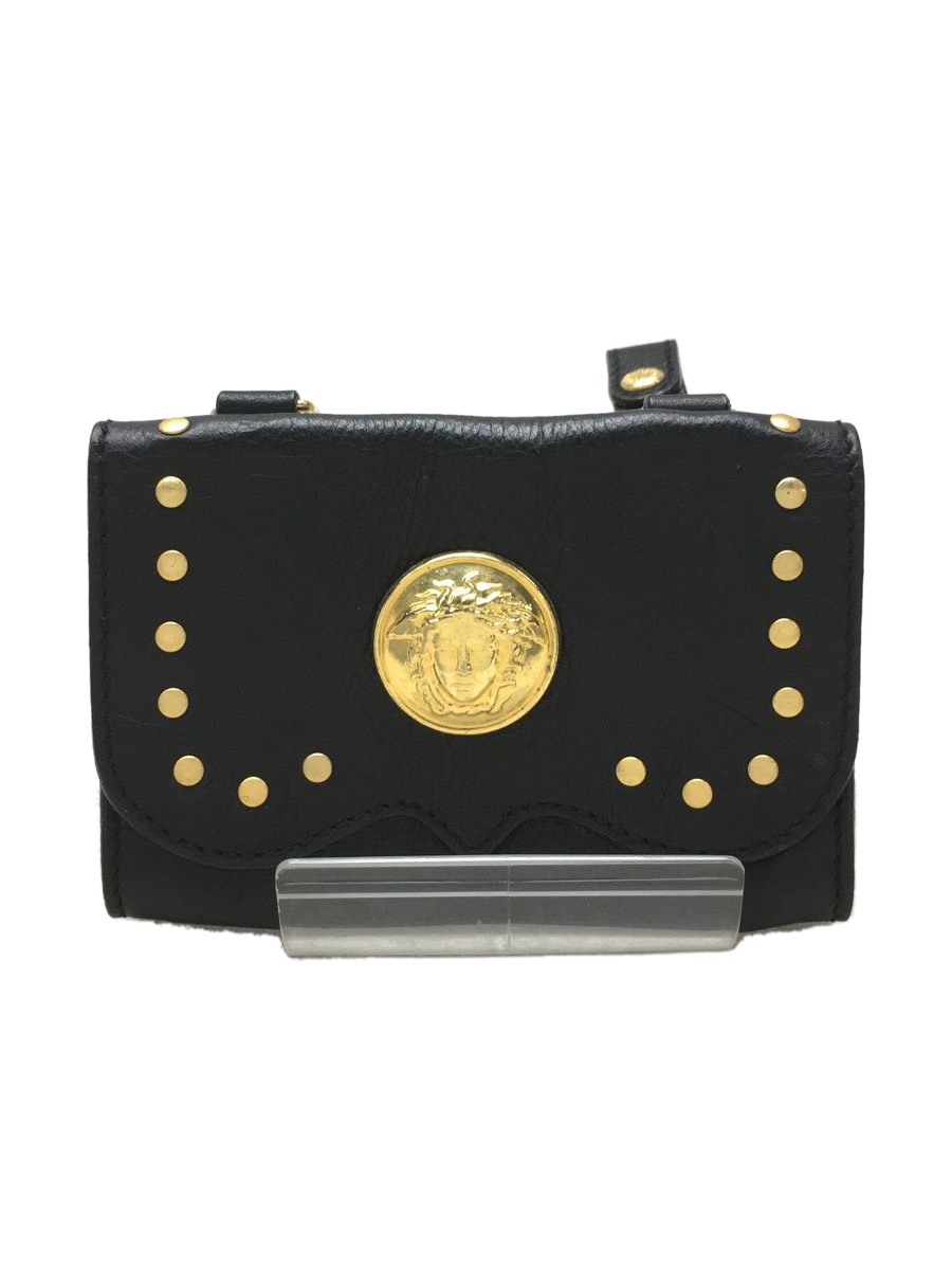 GIANNI VERSACE◇ポーチ/レザー/BLK/ウェストポーチ/メデューサ