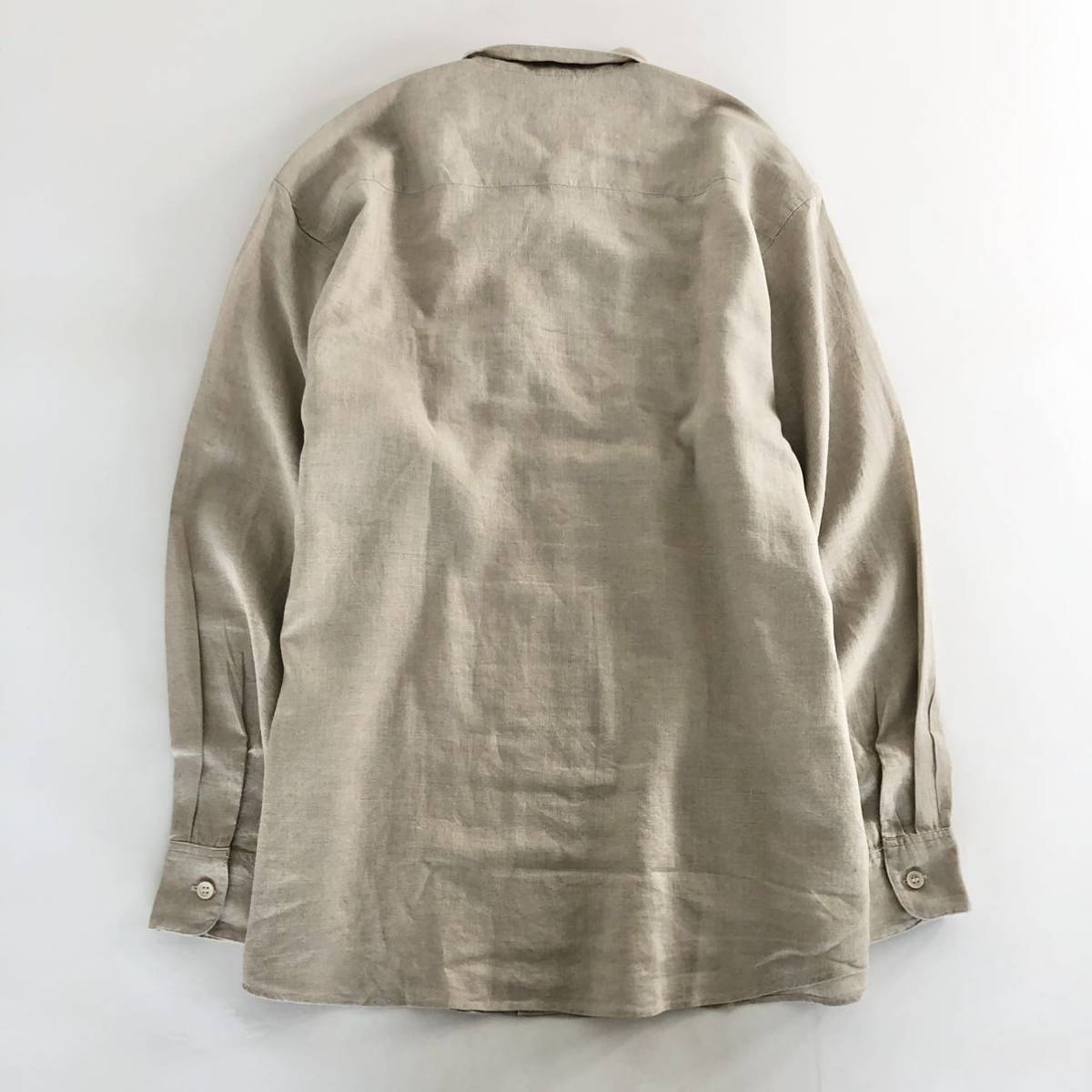 Fd16《極美品》Papas パパス 清涼感◎ リネン 麻100% 長袖シャツ