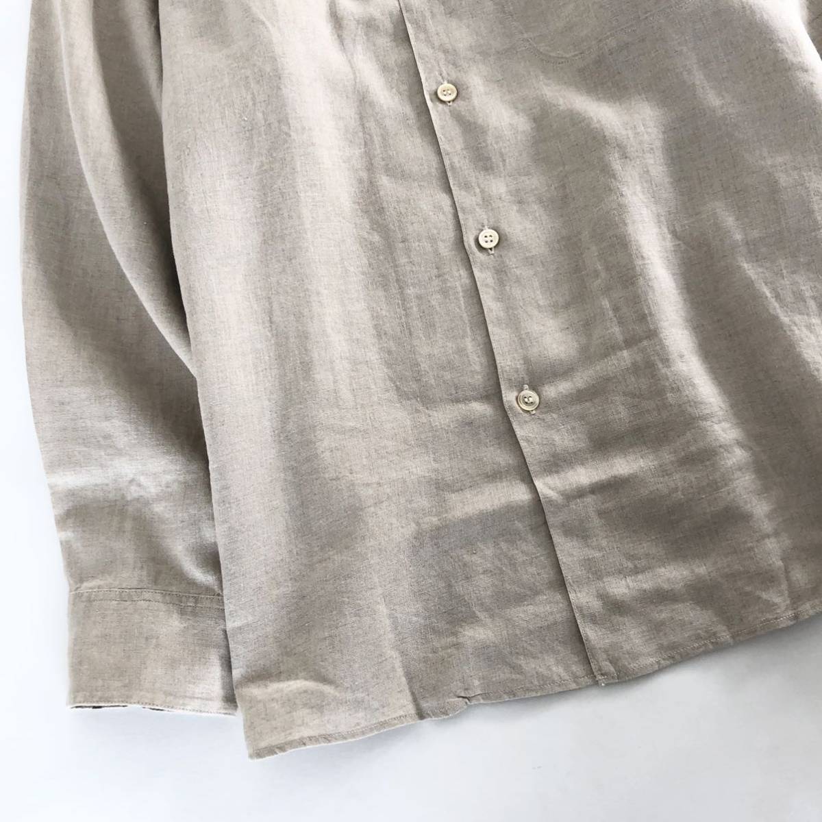 Fd16《極美品》Papas パパス 清涼感◎ リネン 麻100% 長袖シャツ