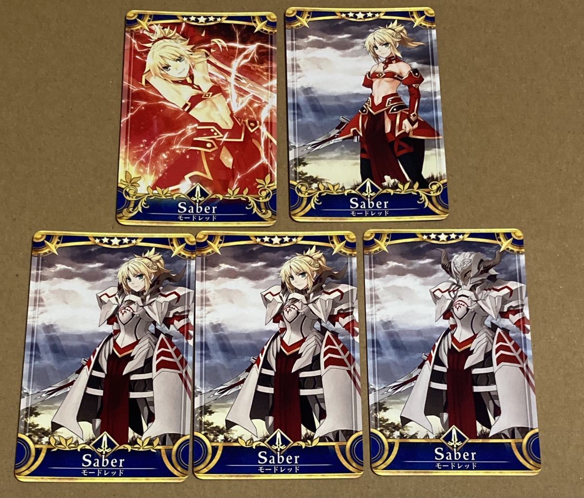 モードレッド 初期段階〜最終再臨 5枚 ノーマル セイバー Fate/Grand