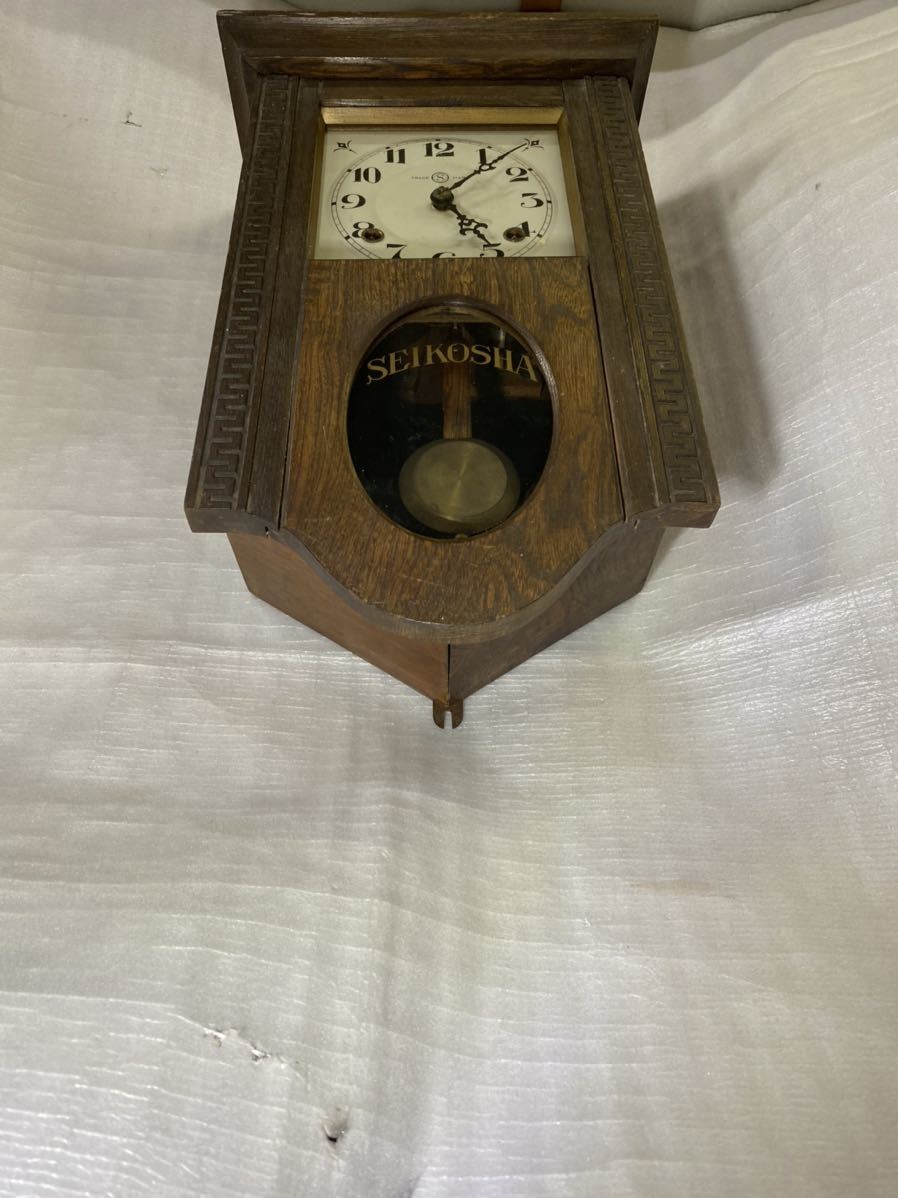 動作品 珍品レア 精工舎 オルゴール 柱時計 振り子時計 ゼンマイ式 古