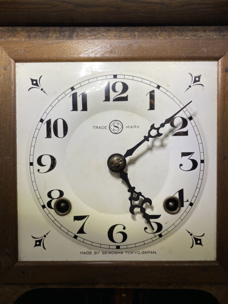 動作品 珍品レア 精工舎 オルゴール 柱時計 振り子時計 ゼンマイ式 古