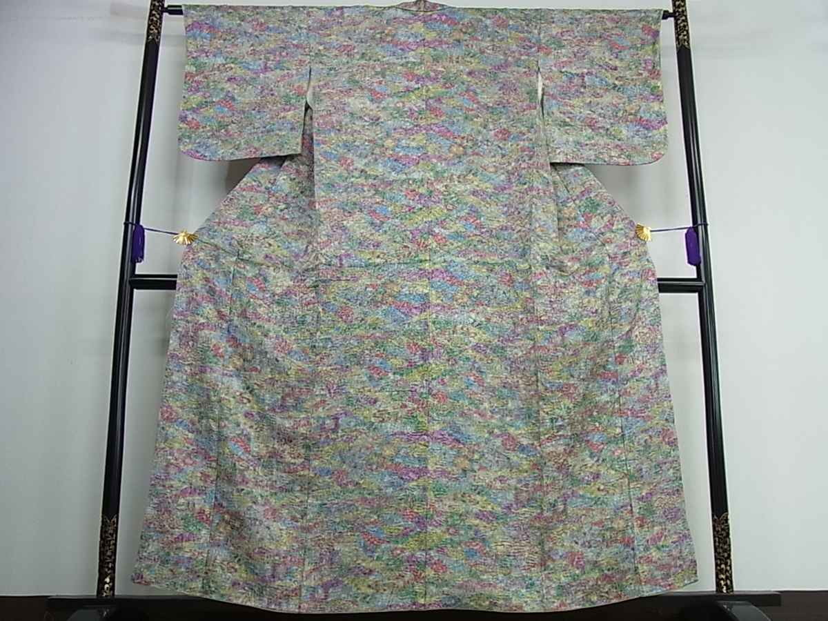 逸品 花美人着物□大変加工の良い総絞り小紋 花美人着物□豪華振袖 駒刺繍 絞り 几帳御所車花文 金彩 xg1858 公式通販 即納 we1657 単衣 - 女性着物 | A520