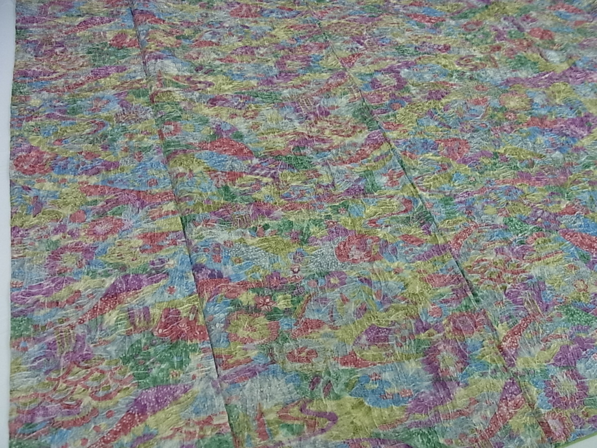 逸品 花美人着物□大変加工の良い総絞り小紋 花美人着物□豪華振袖 駒刺繍 絞り 几帳御所車花文 金彩 xg1858 公式通販 即納 we1657 単衣 - 女性着物 | A520