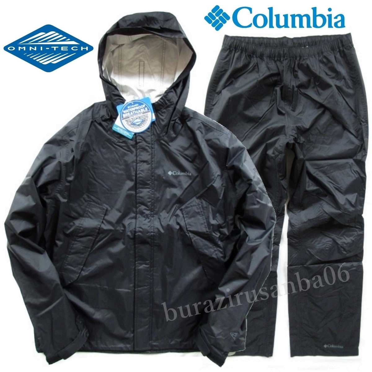 人気SALE，2026 メンズ XL Columbia コロンビア 防水 レインスーツ 上下 セットアップ 黒/黒 シンプソン サンクチュアリ レインウェア OMNI-TECH(コロンビア)｜売買されたオークション情報、yahooの商品情報をアー コロンビア