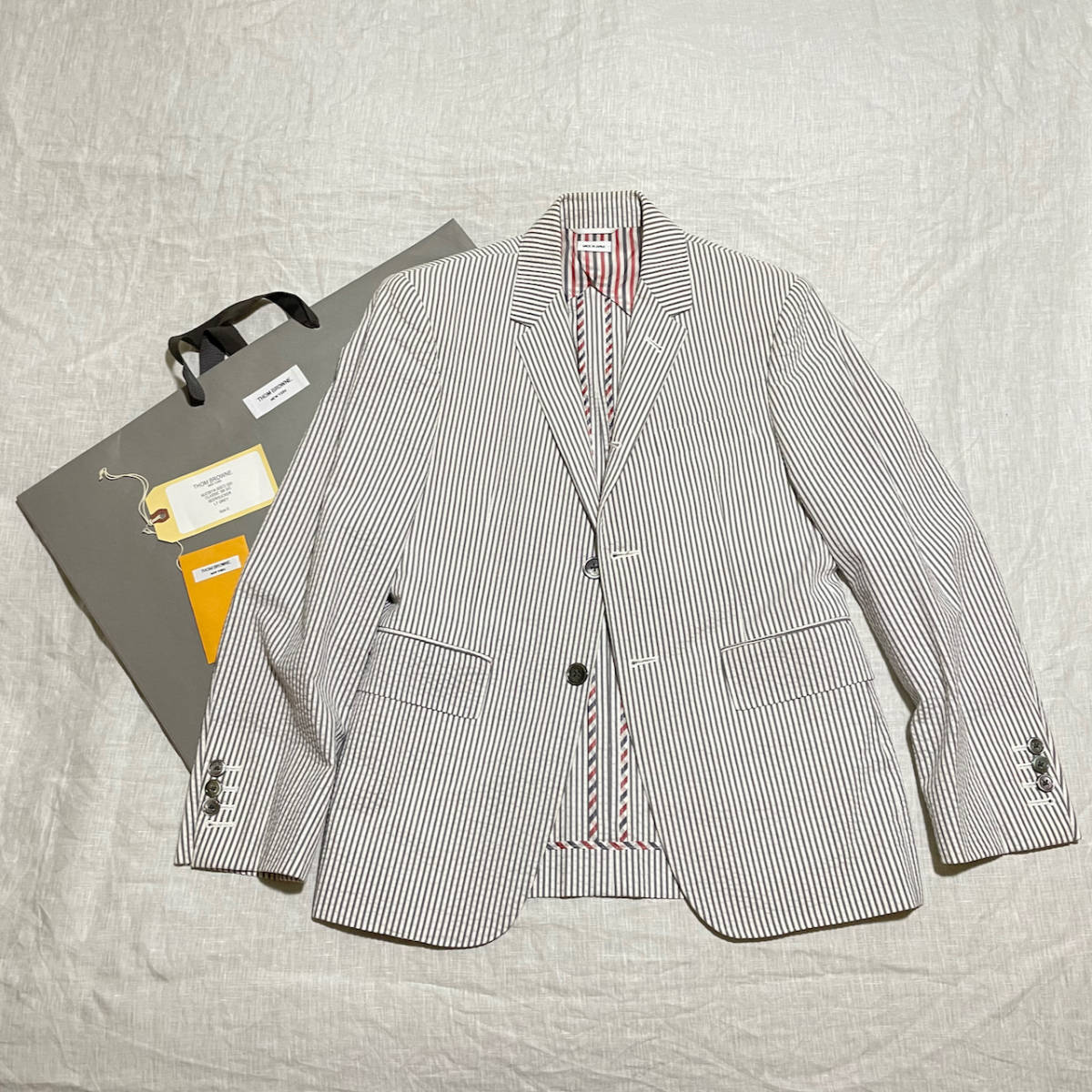 サイズ0 トムブラウン シアサッカージャケット THOM BROWNE
