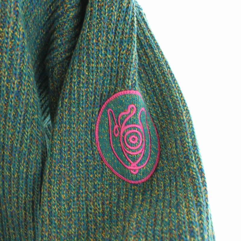 ロエベ LOEWE ニット セーター ミックス 長袖 刺繍 L 緑 グリーン /TK 