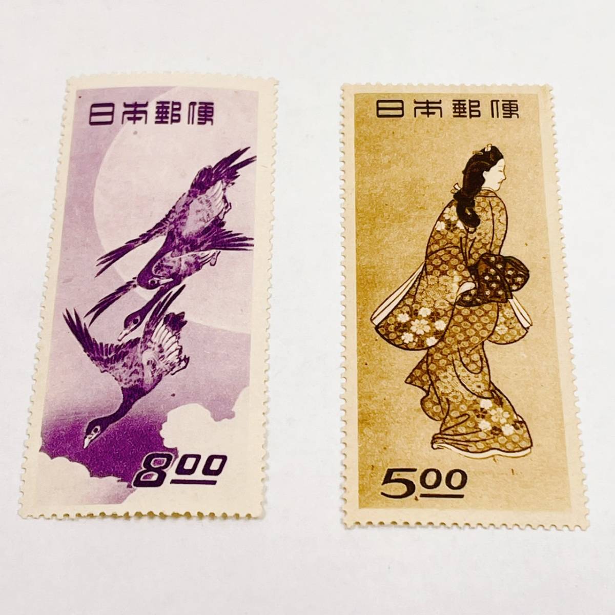 ☆切手趣味週間 見返り美人・月に雁 2枚セット☆プレミア切手/1948年 