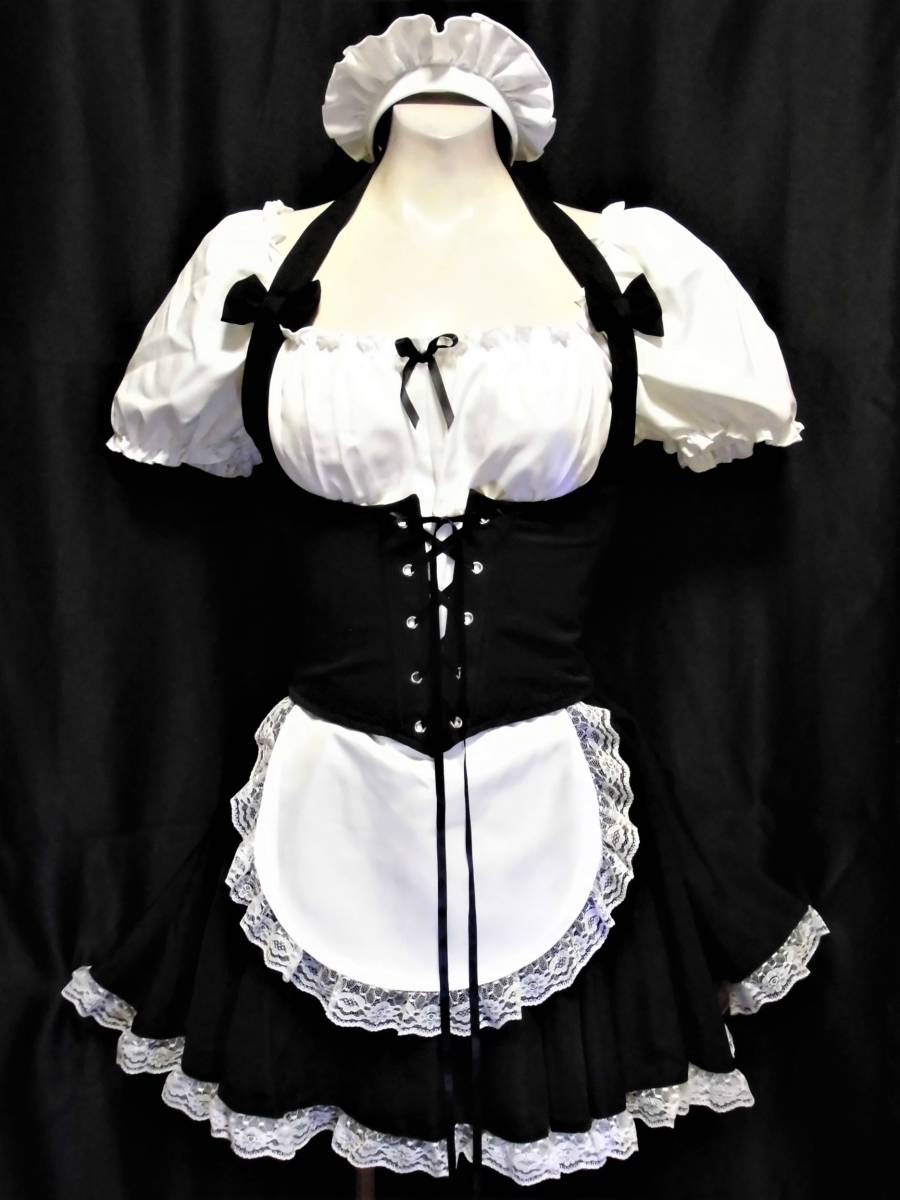 メイド服 カチューシャ ワンピース ビスチェ コルセット アンナミラーズ風 サイズ ２ｌ大きい ふりふり メイド服 売買されたオークション情報 Yahooの商品情報をアーカイブ公開 オークファン Aucfan Com