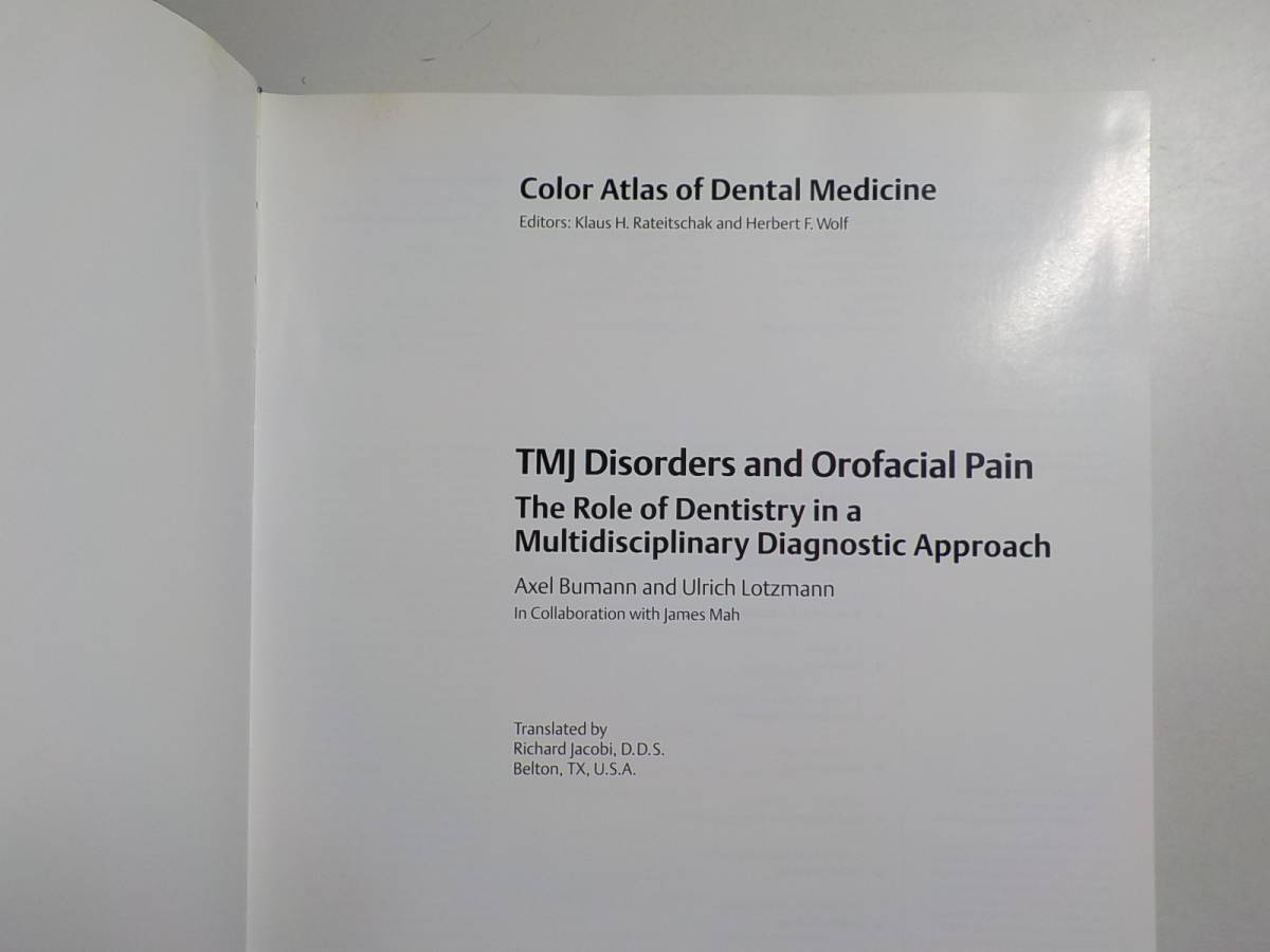 S035 Color Atlas of Dental Medicine TMJ Disorders and Orofacial Pain ...