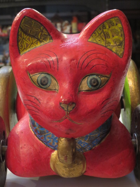 壽】華麗 猫車 蝉丸 在銘・SEMIMAL 土人形 本気の手押し作品です