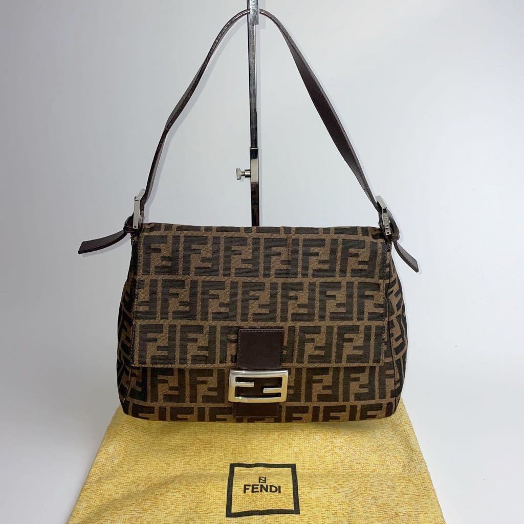 1円 美品 フェンディ ズッカ FENDI マンマ ブラウン ショルダーバッグ 