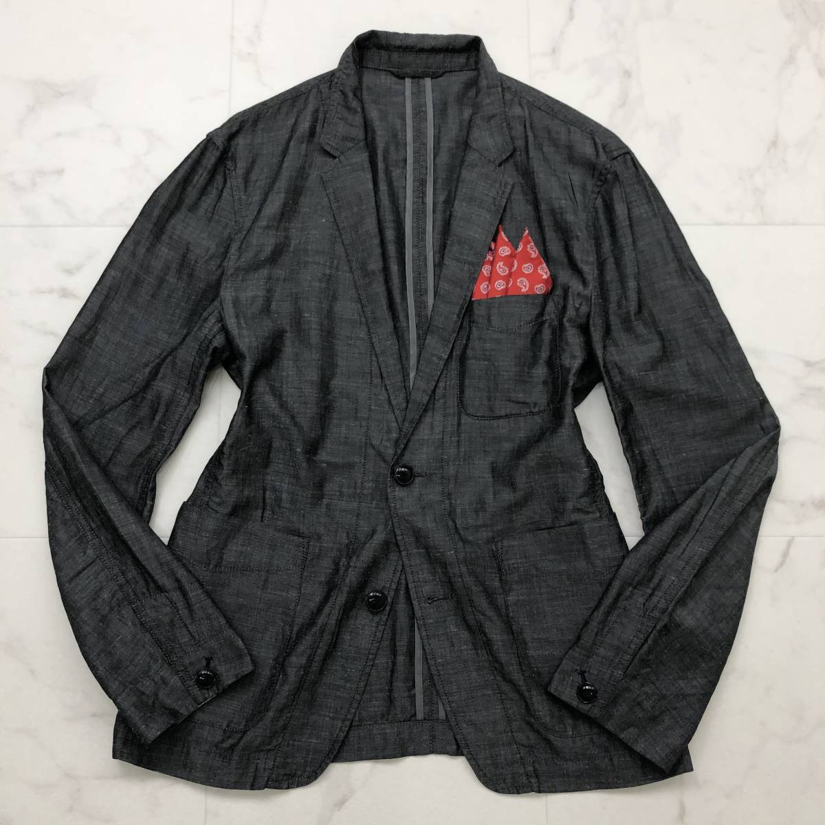 人気セール，定番人気 爽快リネン&times;コットン バーバリーブラックレーベル BURBERRY BLACK LABEL サマーテーラードジャケット メンズ M 夏 綿 麻 通気性 4G2(Mサイズ)｜売買されたオークション情報、yahooの商品情報をア Mサイズ