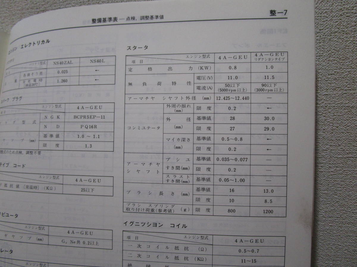 トヨタ 4A-GEU エンジン修理書 トヨタ エンジン修理書 4A-GEU カタログ