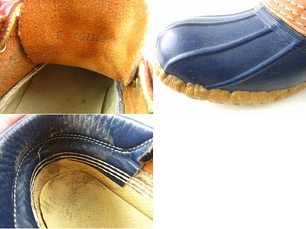 USA製 L.L.Bean 3ホール ビーンブーツ 紺系×茶系 レディース23.5cm