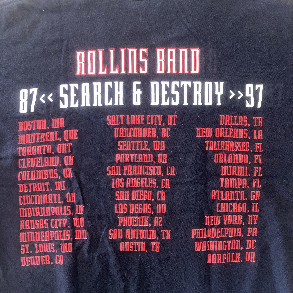 ロリンズバンド Rollins Band Search G Destroy 半袖tシャツ バンドtシャツ 黒ブラック Lサイズ ビンテージ ヴィンテージ Tシャツ 売買されたオークション情報 Yahooの商品情報をアーカイブ公開 オークファン Aucfan Com