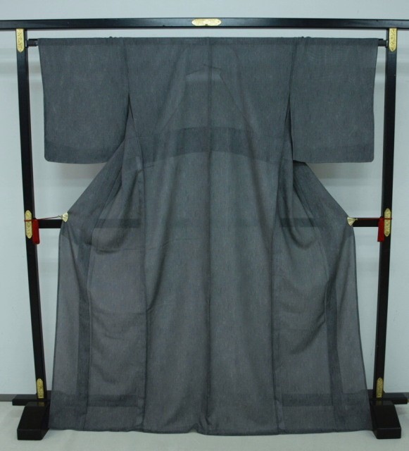 絽　江戸小紋 江戸小紋 絽 着物 青 グレー 黒色 お買い得！お仕立て上がり 夏 絽江戸