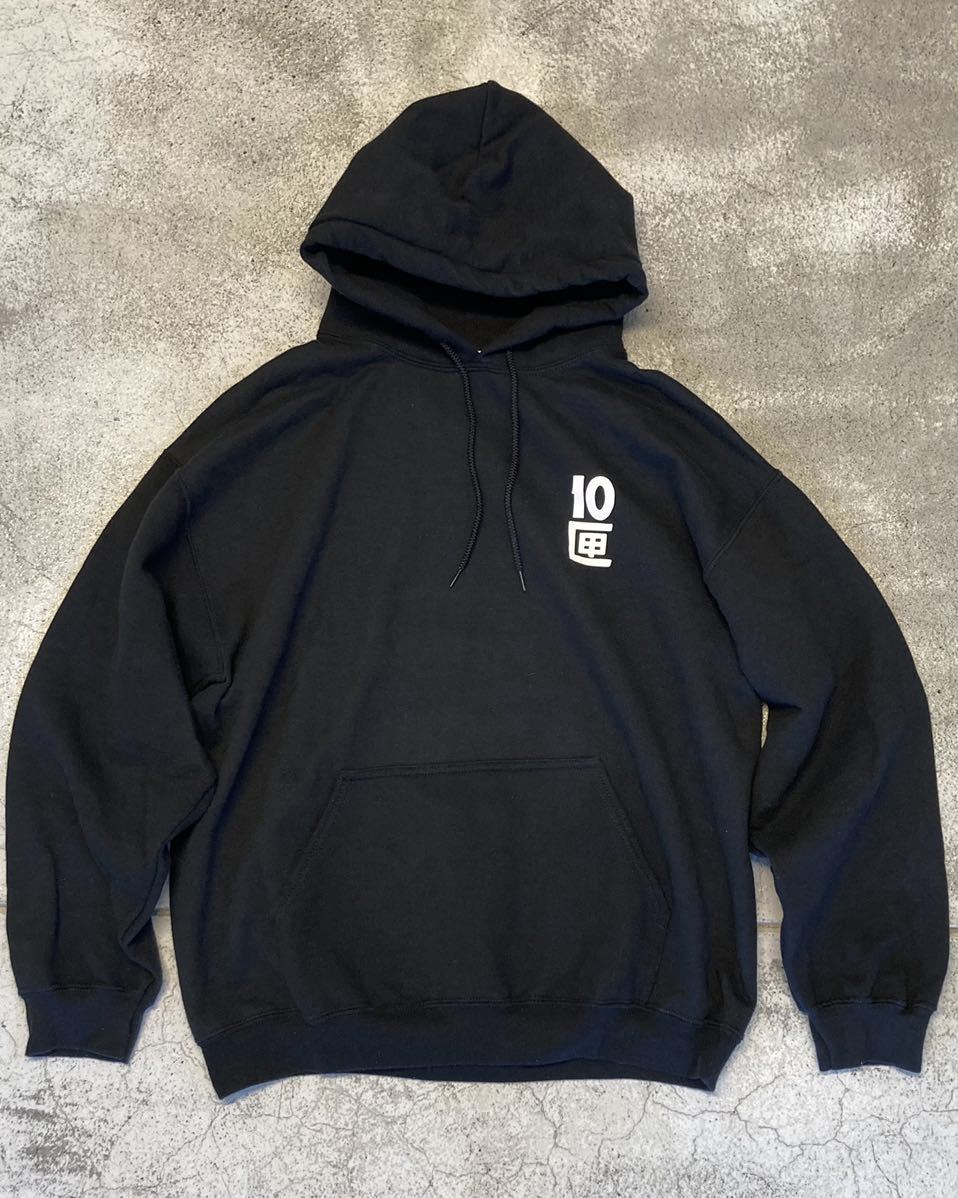 【新作入荷，新作入荷，HOT】 【TENBOX / 10匣】パーカー sizeL バックプリントコットン ブラック　テンボックス　フーディーHOODIE BLACK スウェットパーカー 