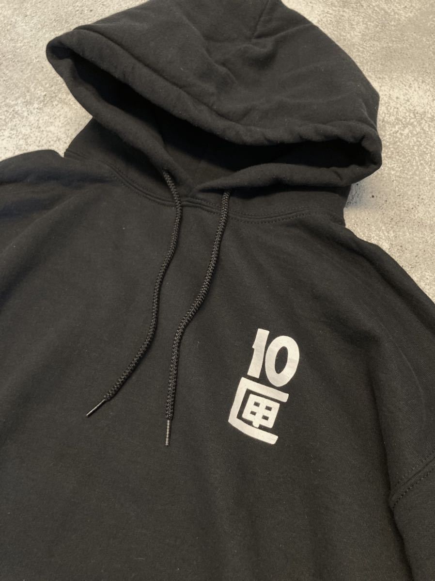 【新作入荷，新作入荷，HOT】 【TENBOX / 10匣】パーカー sizeL バックプリントコットン ブラック　テンボックス　フーディーHOODIE BLACK スウェットパーカー 