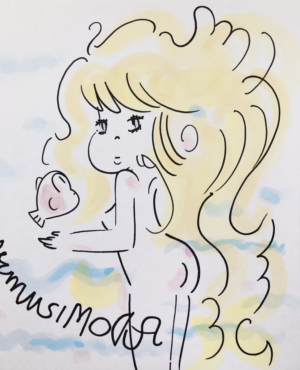 水森亜土 イラスト サイン色紙 模写(サイン、直筆画)｜売買された