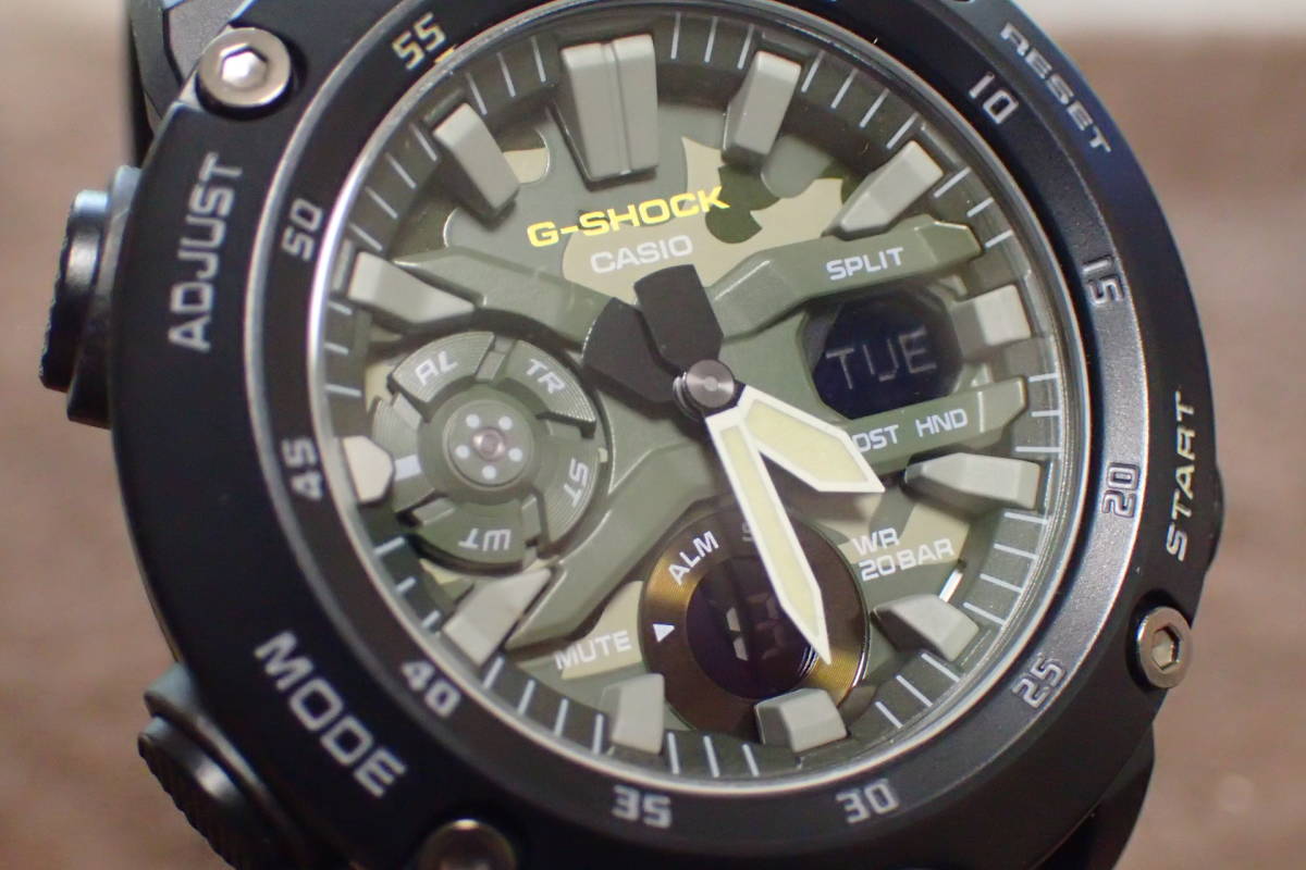 交換バンド付◇カシオ G-SHOCK GA-2000SU-1AJF 迷彩文字盤◇デジアナ(G 