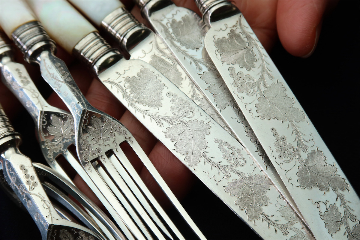 白蝶貝 1880年頃 SILVER 英国骨董アンティーク 純銀P. EP 真珠 