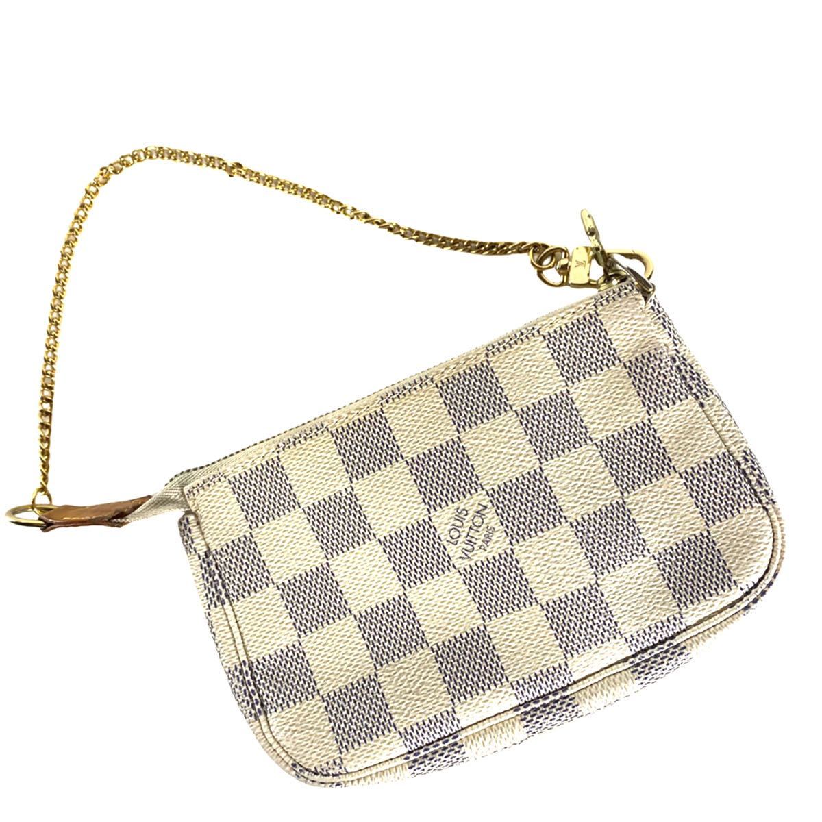 ルイヴィトン ポシェット 極美品 アクセソワール ダミエアズール ポシェットクレ コインケース VUITTON LOUIS ルイヴィトンミニ 0 ホワイト ミニ N58010 205966☆1円スタート☆LOUIS コーティングレザー&frasl;ヌメ革