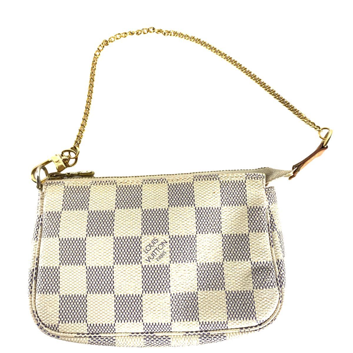 ルイヴィトン ポシェット 極美品 アクセソワール ダミエアズール ポシェットクレ コインケース VUITTON LOUIS ルイヴィトンミニ 0 ホワイト ミニ N58010 205966☆1円スタート☆LOUIS コーティングレザー&frasl;ヌメ革