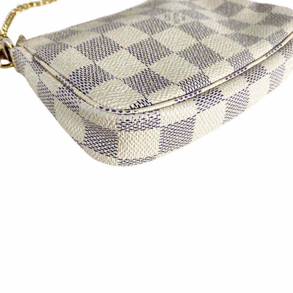 ルイヴィトン ポシェット 極美品 アクセソワール ダミエアズール ポシェットクレ コインケース VUITTON LOUIS ルイヴィトンミニ 0 ホワイト ミニ N58010 205966☆1円スタート☆LOUIS コーティングレザー&frasl;ヌメ革