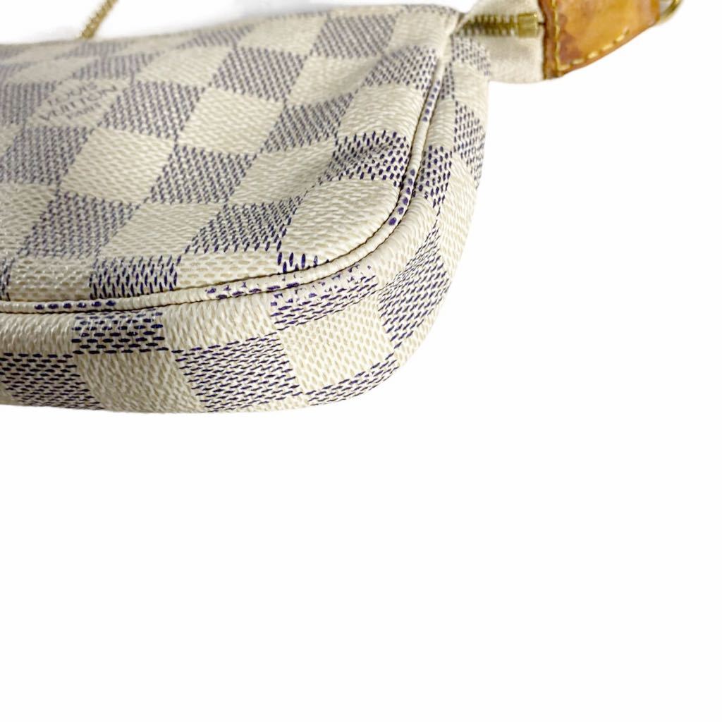 ルイヴィトン ポシェット 極美品 アクセソワール ダミエアズール ポシェットクレ コインケース VUITTON LOUIS ルイヴィトンミニ 0 ホワイト ミニ N58010 205966☆1円スタート☆LOUIS コーティングレザー&frasl;ヌメ革