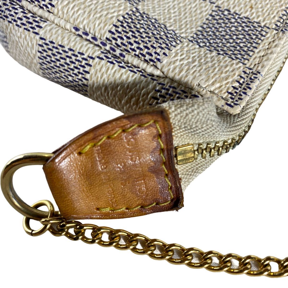 ルイヴィトン ポシェット 極美品 アクセソワール ダミエアズール ポシェットクレ コインケース VUITTON LOUIS ルイヴィトンミニ 0 ホワイト ミニ N58010 205966☆1円スタート☆LOUIS コーティングレザー&frasl;ヌメ革