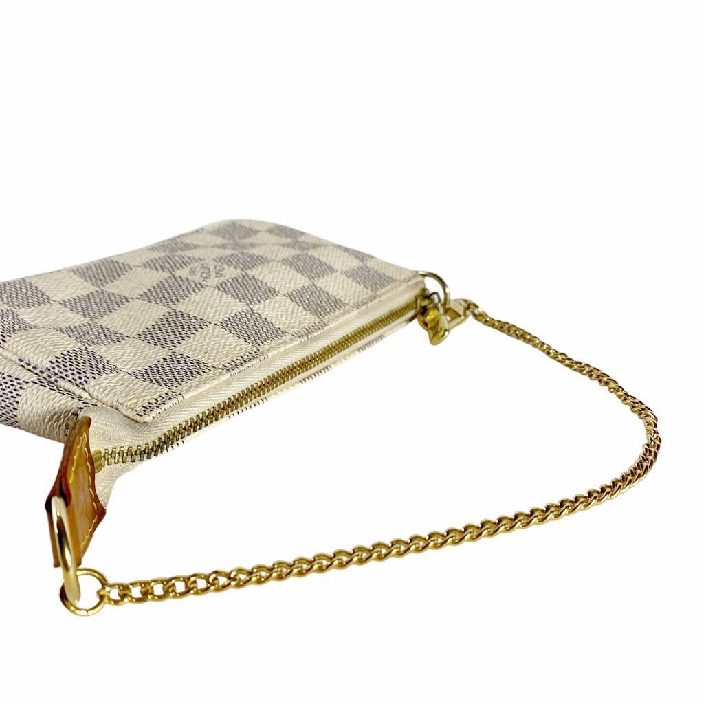 ルイヴィトン ポシェット 極美品 アクセソワール ダミエアズール ポシェットクレ コインケース VUITTON LOUIS ルイヴィトンミニ 0 ホワイト ミニ N58010 205966☆1円スタート☆LOUIS コーティングレザー&frasl;ヌメ革
