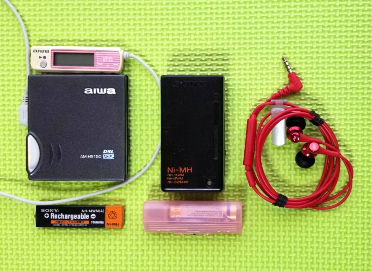 aiwa AM-HX150 リモコン付 動作品 MDプレーヤー MDポータブルプレーヤー aiwa AM-HX150 MDLP対応 完動品・動作保証