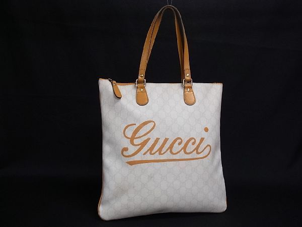 GUCCI バッグ 1円 GUCCI グッチ 212187 PVC×レザー GG柄 トートバッグ ハンドバッグ
