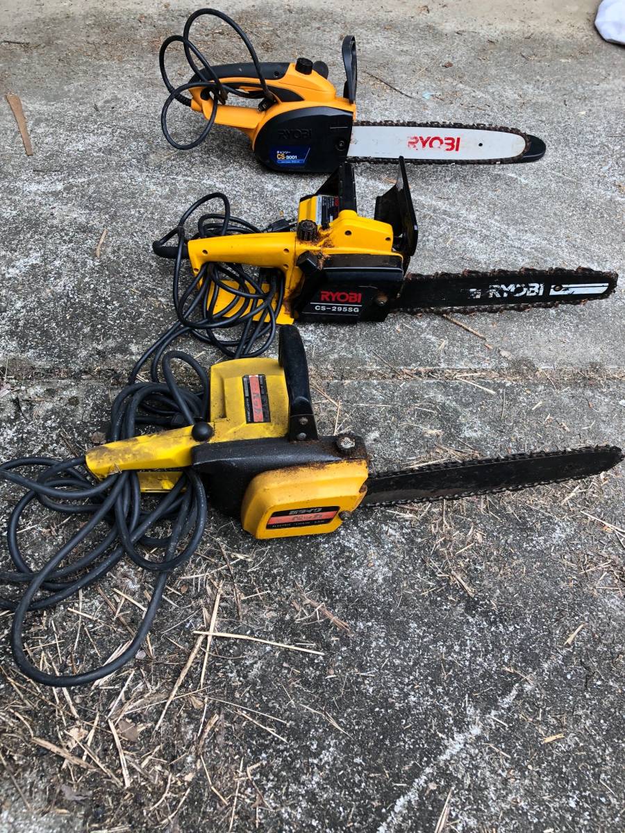 人気SALE，新作登場 電気チェーンソー 3台セット CS-3001 CS-295SG 新ダイワ RYOBI リョービ ペッカー チェーンソー(チェーンソー)｜売買されたオークション情報、yahooの商品情報をアーカイブ公開 - オークファン 木工用